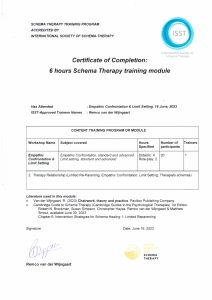 Емпатична конфронтация в схема терапията сертификат Петя Кръстева